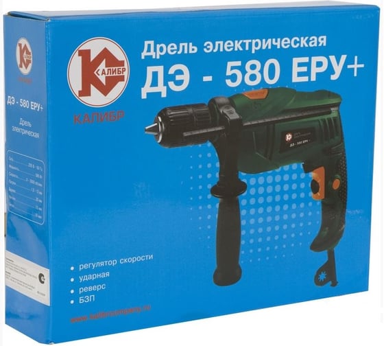 Электрическая дрель Калибр ДЭ- 580 ЕРУ+ и насадка для заточки свёрел Калибр ЗН-01C 00000055971