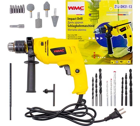 Ударная электрическая дрель WMC TOOLS с аксессуарами WMC-Z1J-DH31-13(51351)
