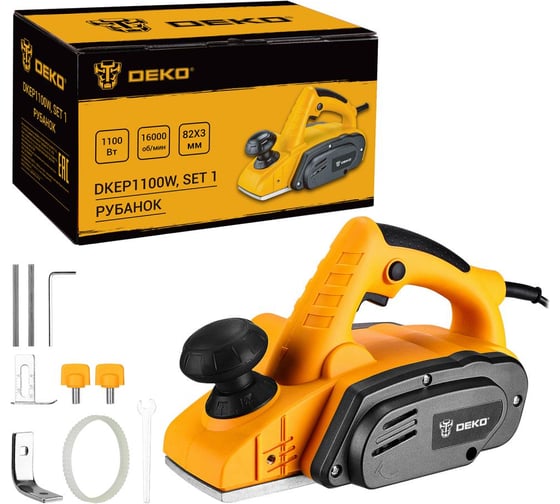 Рубанок DEKO DKEP1100W SET1, 1100Вт, 82 мм 083-1074