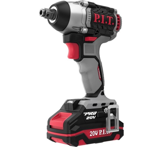Ударный бесщеточный аккумуляторный гайковерт P.I.T. 20 В, 300 Нм, квадрат 1/2" и шестигран, 2 Ач, ЗУ, кейс PIW20H-300B/1