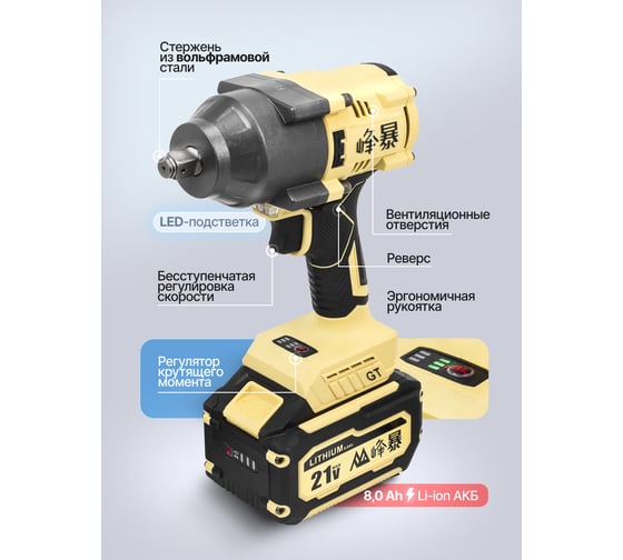 Гайковерт аккумуляторный ударный Forsage 1/2 F-BLMI-258(61611)