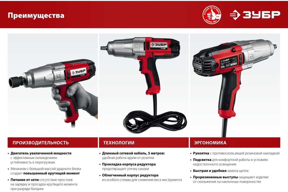 Ударный сетевой гайковерт ЗУБР ГС-300 - выгодная цена, отзывы,  характеристики, фото - купить в Москве и РФ