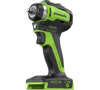 Гайковерт ударный GreenWorks G24IW200, 24V, б/щет, 0-2400об/мин, 3200уд/мин, 3/8'', 200Нм, 1x2Ач, ЗУ, коробка 3803607VUA