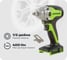 Гайковерт ударный GreenWorks GD24IW400, 24V, б/щет, 0-2800об/мин, 4000уд/мин, 1/2'', 400Нм, 1x4Ач, ЗУ, коробка 3802907VUB 4