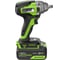 Гайковерт ударный GreenWorks GD24IW400, 24V, б/щет, 0-2800об/мин, 4000уд/мин, 1/2'', 400Нм, 1x4Ач, ЗУ, коробка 3802907VUB 7