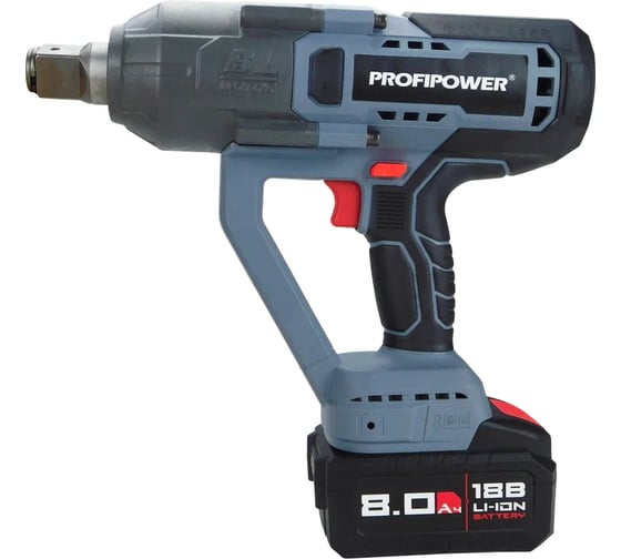 Аккумуляторный гайковерт бесщеточный ударный Profipower T-2500N (Li-ion-1шт, 8.0Ач, 2500Нм, З/У, в кейсе) E0189