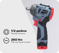 Аккумуляторный бесщеточный ударный гайковерт Profipower BL-163 (16В, 260Нм, Li-ion 2шт, 2.0Ач, ударные головки 17,19,21, З/У,в кейсе) E0212