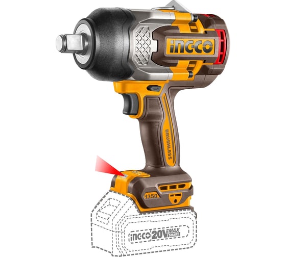 Аккумуляторный ударный гайковерт INGCO 1350 Нм, 3/4, 20В б/щ INDUSTRIA CIWLI201351