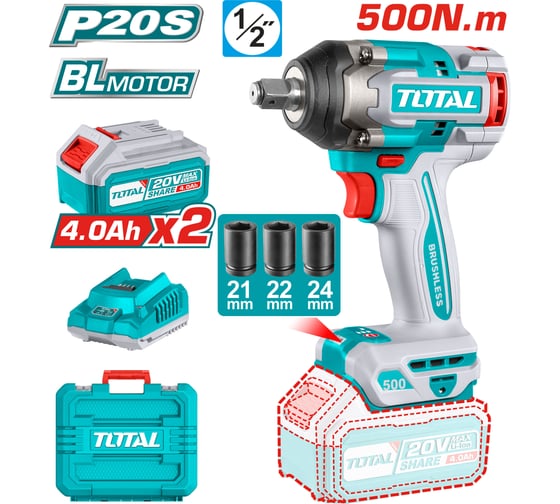 Ударный гайковерт 1/2” 20В TOTAL TIWLI2050