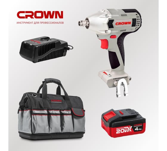 Гайковерт ударный аккумуляторный Crown BL CT22015HX, 1 АКБ, ЗУ, сумка CT22015HX-4-4