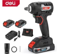 Гайковерт ударный аккумуляторный DELI 350Нм DE-BS20-1D2 (2АКБ, 20Вх2Ач + ЗУ, 0-2800об/мин, 0-3600уд/мин, сумка) 164337