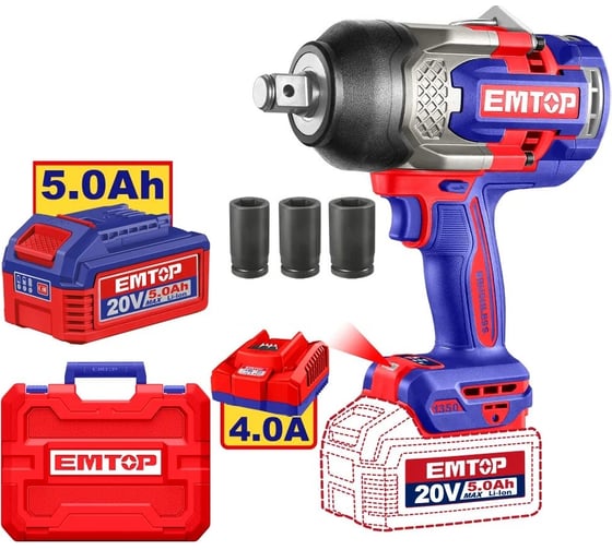 Гайковерт ударный аккумуляторный EMTOP ECIWL20135 1