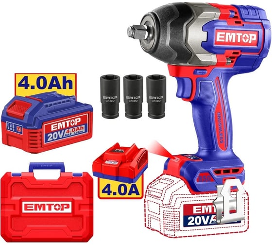 Гайковерт ударный аккумуляторный EMTOP ECIWL2085 1