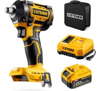 Бесщеточный ударный гайковерт STEHER 20 В, 500 Н·м, 1 АКБ LMS (4 А·ч), сумка CWB-500-41
