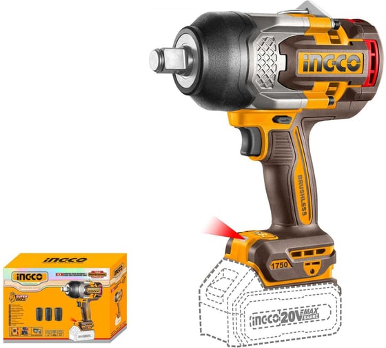 Аккумуляторный гайковерт INGCO BL 20В 1750Hm 3/4 без АКБ и ЗУ SUPER INDUSTRIAL CIWLI201751 1