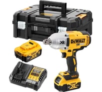 Аккумуляторный гайковерт DEWALT DCF897P2T, 18В, 1627Нм, 2400 уд/мин, с 2 АКБ 5 Ач и ЗУ, в кейсе TSTAK DCF897P2T-QW