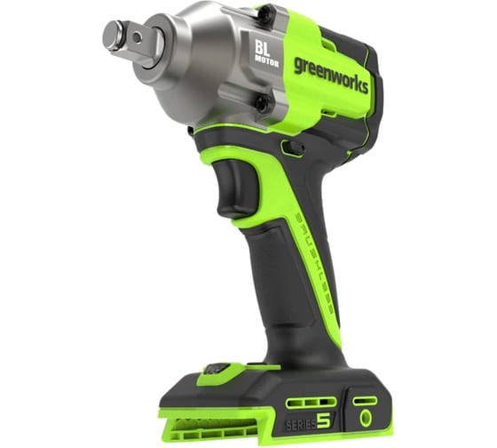 Гайковерт ударный аккумуляторный Greenworks IW5500, 24V, б/щет, 1/2'', 500Нм, 3 режима, 1х4Ач,ЗУ,кор () 3805007VUB 1