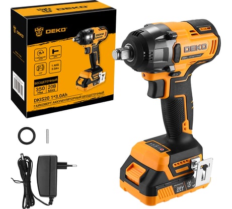 Аккумуляторный бесщеточный гайковерт DEKO DKIS20 20 В, 1х3.0 Ач 063-4035