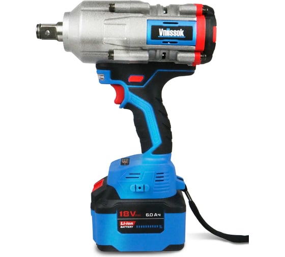 Аккумуляторный бесщеточный ударный гайковерт VNIISSOK V-1200N(18В,1200Нм,Li-ion-1шт,6.0Ач,набор насадки,З/У,в кейсе) V0143