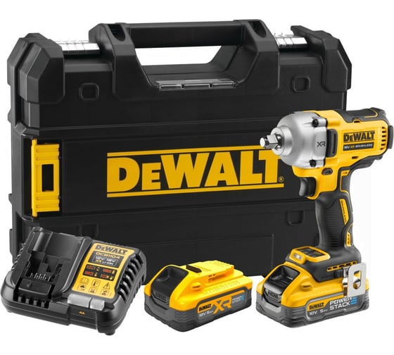 Аккумуляторный гайковерт Dewalt (DCF891H2T, 18 В, 1084 Нм, 3250 уд/мин, с 2 АКБ 5 Ач и ЗУ, в кейсе TSTAK) DCF891H2T-QW