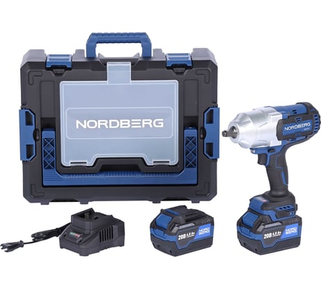 Аккумуляторный гайковерт NORDBERG 1/2", 21В, 1700 Нм с двумя 6A акк. и зар. уст-вом 1,8A, в кейсе NE812K