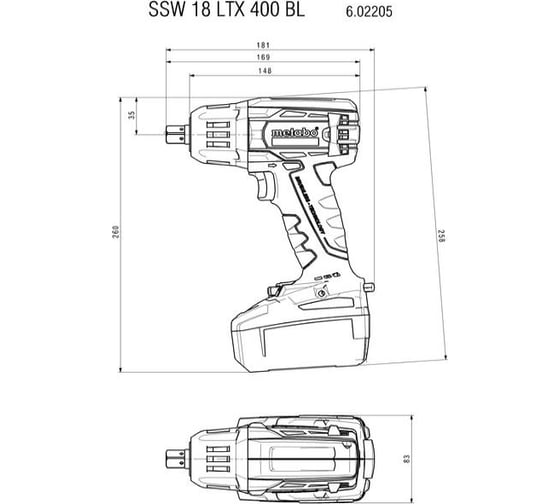 Аккумуляторный ударный гайковерт Metabo SSW 18 LTX 400 BL Cordless Impact Wrench 602205650