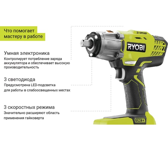 Ударный гайковерт Ryobi ONE+ R18IW3-0 5133002436