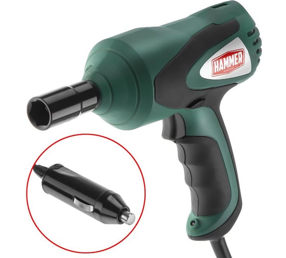 Ударный гайковерт Hammer flex 12в 380нм автомобильный в кейсе GWT380A 680342