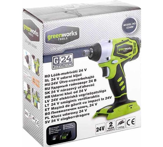 Аккумуляторный ударный гайковерт Greenworks G24IW