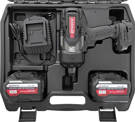 Аккумуляторный бесщеточный ударный гайковерт THORVIK BBIW342400 3/4DR, 21В, 2400 Нм 053708