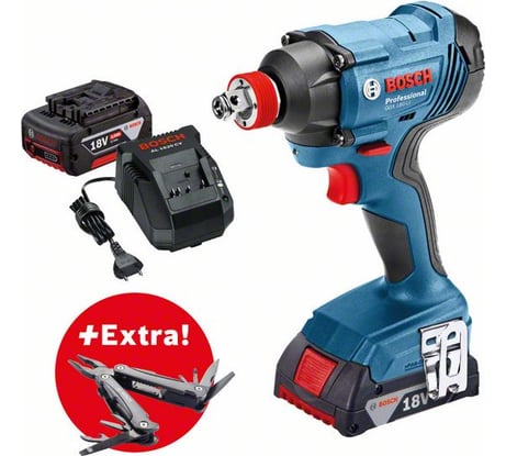 Аккумуляторный ударный гайковерт Bosch GDX 180-LI + многофункциональный инструмент Swiss Peak 0.615.990.K9W