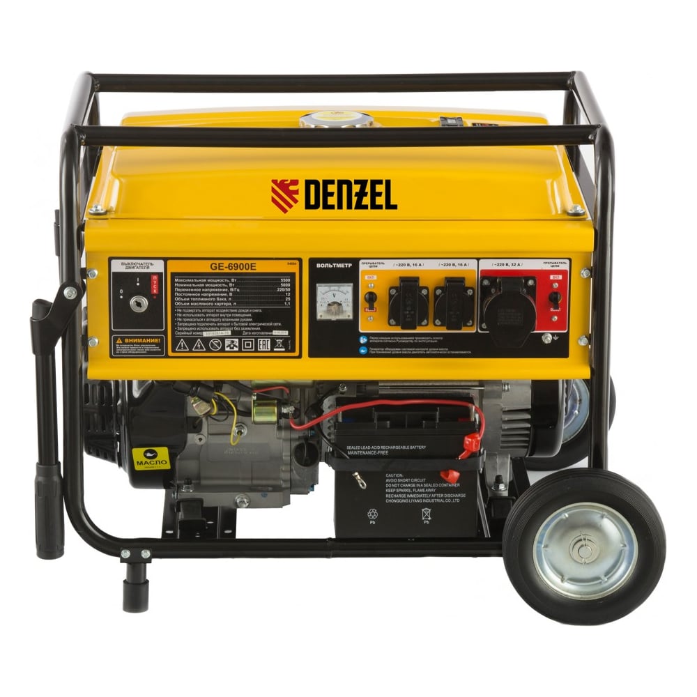 Бензиновый генератор DENZEL GE 6900E, 5,5 кВт, 220В 50Гц, 25 л ...