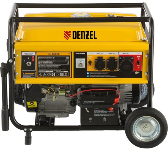 Бензиновый генератор DENZEL GE 6900E, 5,5 кВт, 220В 50Гц, 25 л, электростартер 94684 1