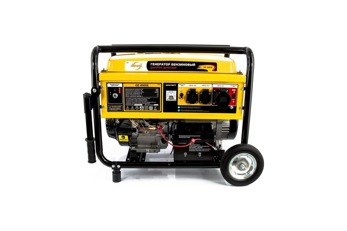 Бензиновый генератор DENZEL GE 8900E, 8,5 кВт, 220В 50Гц, 25 л ...