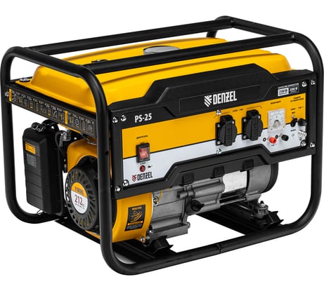 Бензиновый генератор DENZEL PS 25, 2,5 кВт, 230В, 15л, ручной стартер 946814