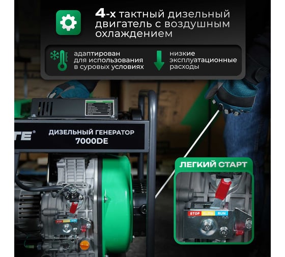 Дизельный электрический генератор Electrolite 7000DE ( дизель, 6.5 кВт, 220 В, электрический запуск ) 5749