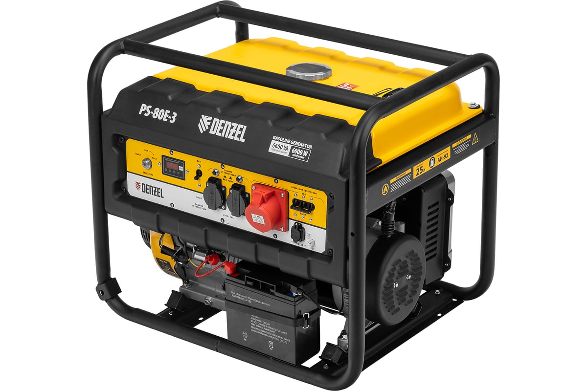 Генератор бензиновый Denzel PS 80 E-3, 6.6 кВт, 400 В, 25 л ...