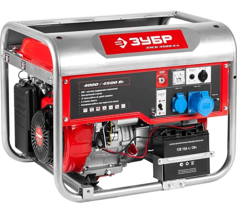 Бензиновый генератор Зубр 4500/4000 Вт, 220/12В ЗЭСБ-4500-ЭА
