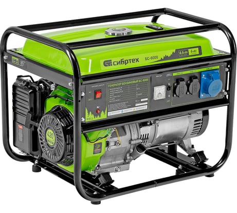 Бензиновый генератор СИБРТЕХ БС-8000, 6,6 кВт, 230В, 4-х такт., 25 л, ручной стартер 94547