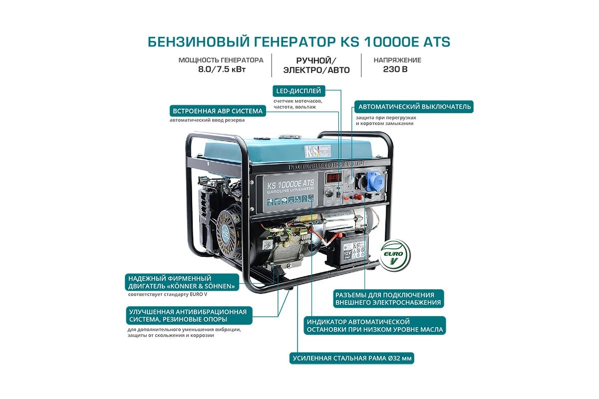 Бензиновый генератор Konner&Sohnen KS 10000E ATS