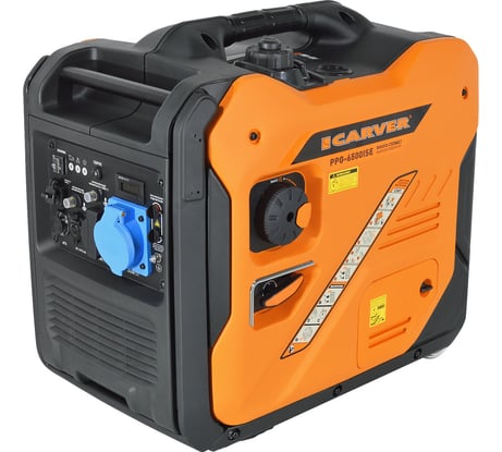 Генератор CARVER PPG -6500ISE инверторный 5/5,5кВт, 220/12В, 1+1роз,USB, безATS-порта, диспл, колеса 01.020.00048