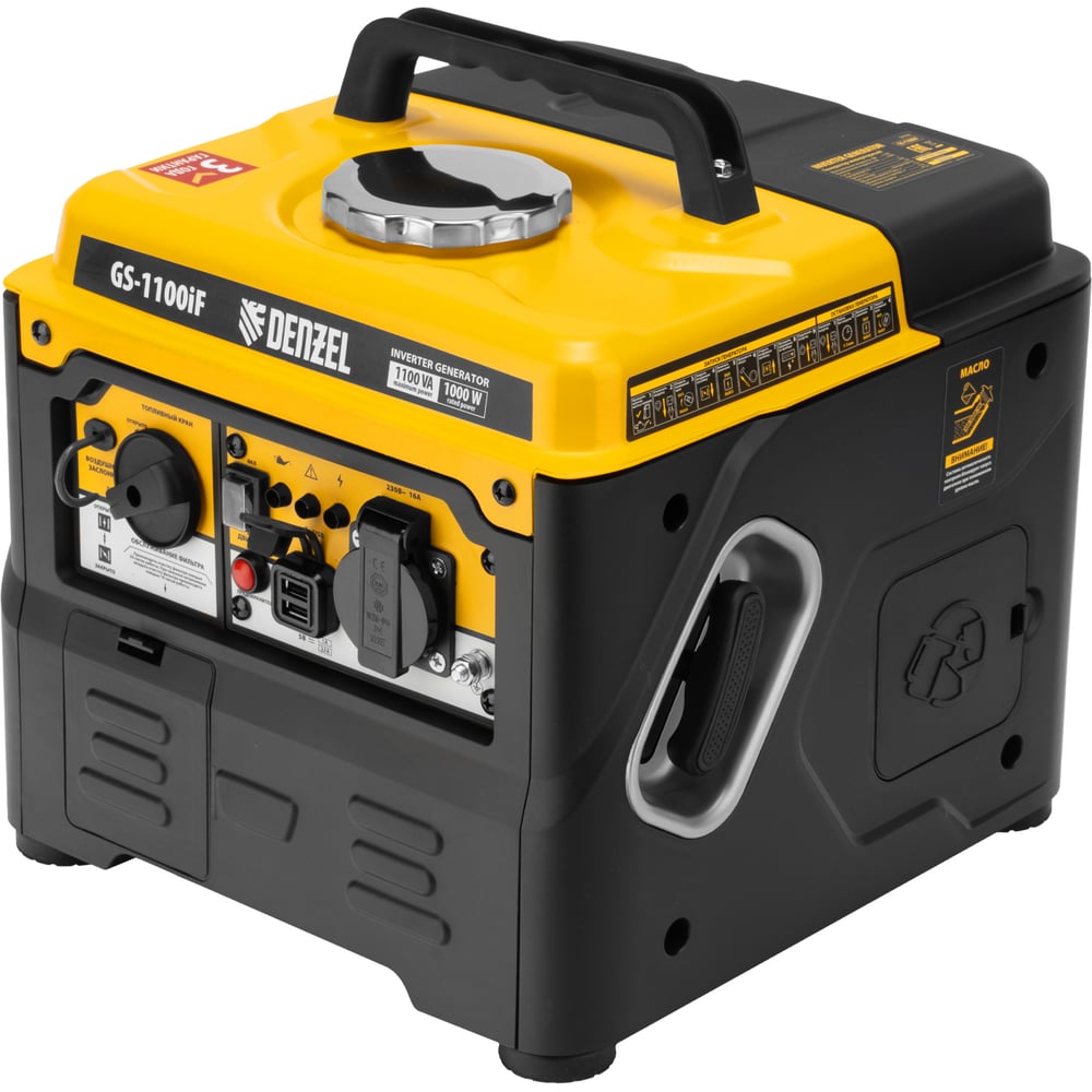 Генератор инверторный Denzel GS-1100iF, 1,1 кВт, 230 В, ручной старт ...