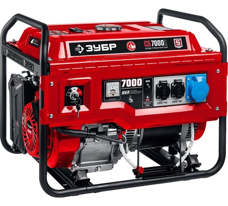 Бензиновый генератор с электростартером ЗУБР 7000 Вт СБ-7000Е