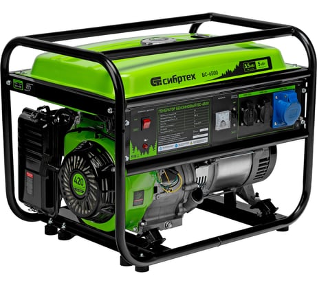 Бензиновый генератор 5,5 кВт, 230В, 4-х такт., 25 л, ручной стартер СИБРТЕХ БС-6500 94546