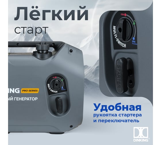 Бензиновый инверторный генератор Dinking DK2300iC (2,3 кВт, 230 В/50Гц, DK148F/P-2(T-48), бак 4 л.) ГЕН032
