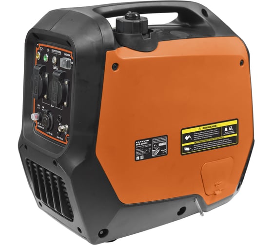 Генератор CARVER PPG- 2000I инверторный 1,8/2,0 кВт, 220/12В, бак 4 л, 2 розетки 01.020.00022