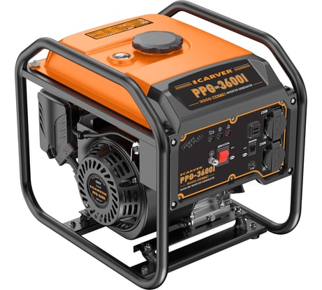 Генератор PPG -3600I инверторный (2,8/3 кВт, 220В, 2 розетки, USB-порты)(24шт/пал) CARVER 01.020.00053