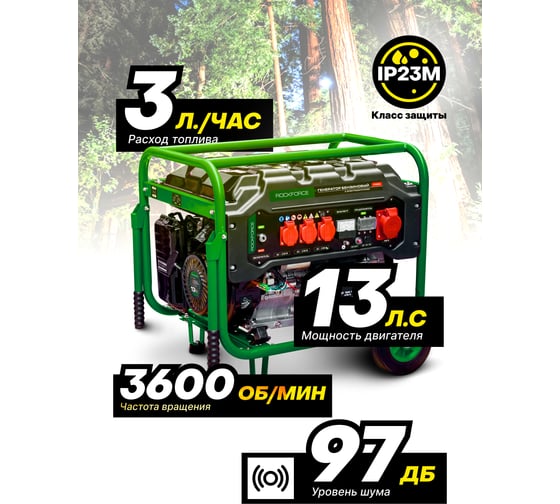 Генератор бензиновый с электрозапуском Rockforce 25л, 1670-5000Вт, 13л.с RF-FY6500(60803)