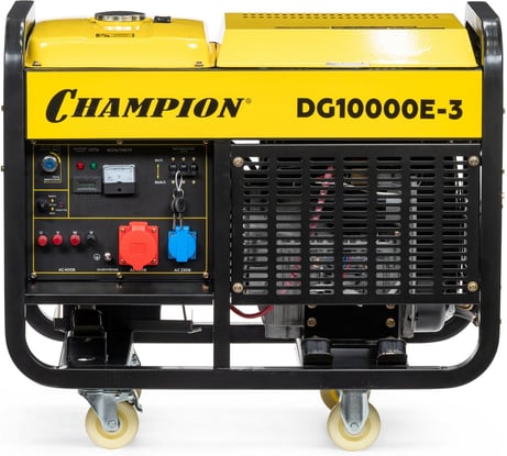 Генератор дизельный CHAMPION DG10000E-3 400В12,5/13,75кВА 17лс, 25л, эл.стартер, колеса, счетчик VIDG10000E-3