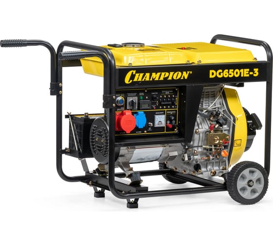 Генератор дизельный CHAMPIOND G6501E-3 400В 6,2/6,8 кВА 8,9 лс, 12,5 л, 12V эл.стартер, колеса, счетчик VIDG6501E-3